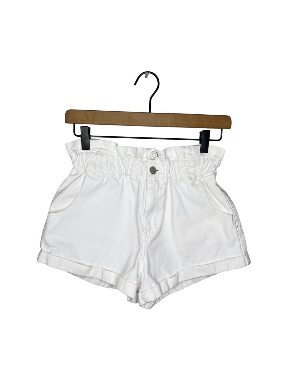 PACSUN White Denim Paperbag Mom Shorts NO BELT Size 25